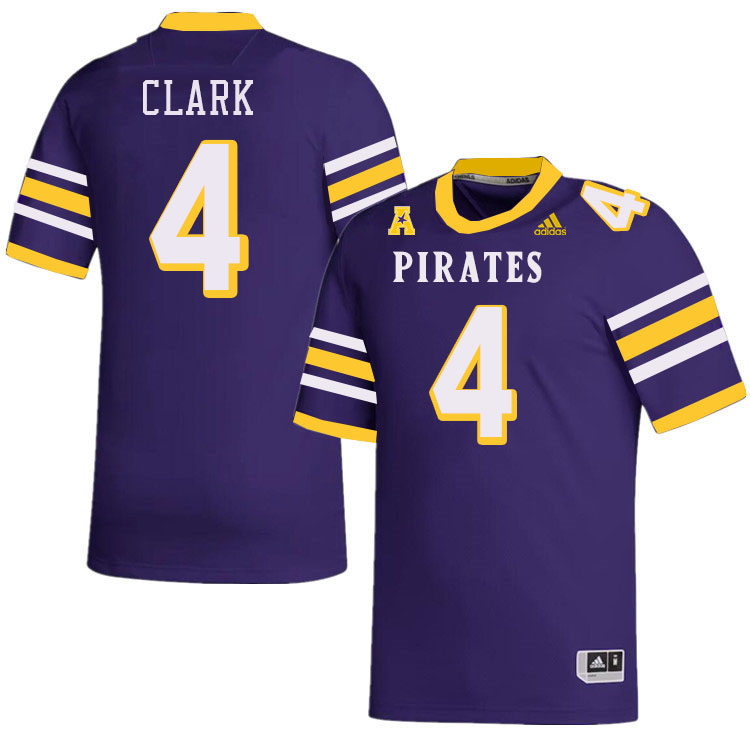 Men #4 Javion Clark ECU Pirates College Football Jerseys Stitched-Throwback